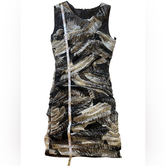 BCBGMaxAzria Roxanne Asymmetrical Ruched Mesh Cocktail Dress Size Medium - Picture 13 of 16